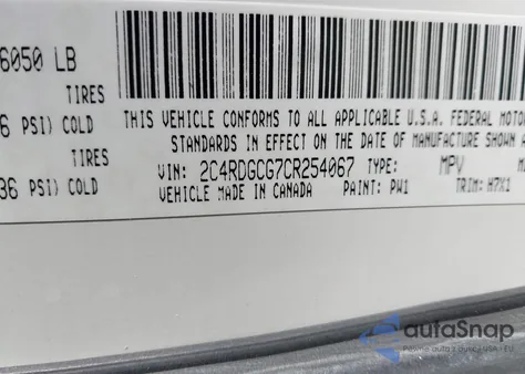 2012 Dodge Grand Caravan Sxt z USA, uszkodzony, nr VIN 2C4RDGCG7CR254067